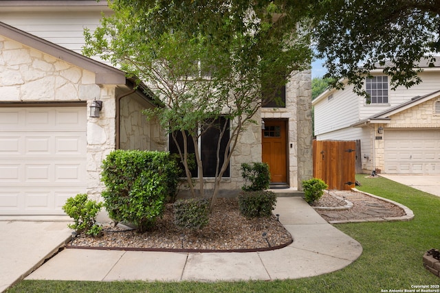 9911 Mustang Isle, San Antonio, TX 78254 - view of front of property with stone siding and fence