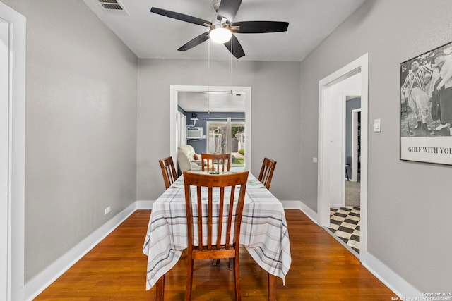 942 Mcilvaine, San Antonio, TX 78201 - dining room with ceiling fan, wood finished floors, and baseboards