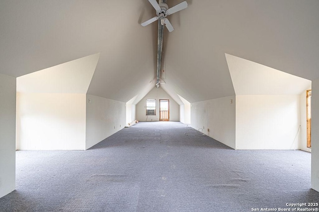 1 Carolyn Ln, Boerne, TX 78006 - additional living space featuring carpet, lofted ceiling, and ceiling fan