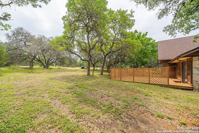 1 Carolyn Ln, Boerne, TX 78006 - view of grassy yard featuring a deck