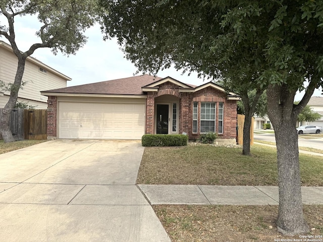 8002 Wever Xing, San Antonio, TX 78250 - ranch-style home with an attached garage, brick siding, and driveway