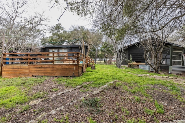 507 Twin Elm, Canyon Lake, TX 78133 - view of green lawn featuring a wooden deck