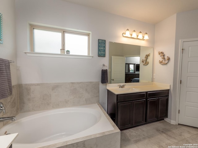 4926 Drifter Oaks, Saint Hedwig, TX 78152 - bathroom featuring connected bathroom, a garden tub, and vanity