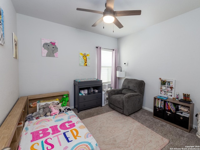 4926 Drifter Oaks, Saint Hedwig, TX 78152 - bedroom featuring carpet flooring, a ceiling fan, and baseboards