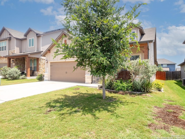 4926 Drifter Oaks, Saint Hedwig, TX 78152 - view of front of property with driveway, board and batten siding, stone siding, and a garage