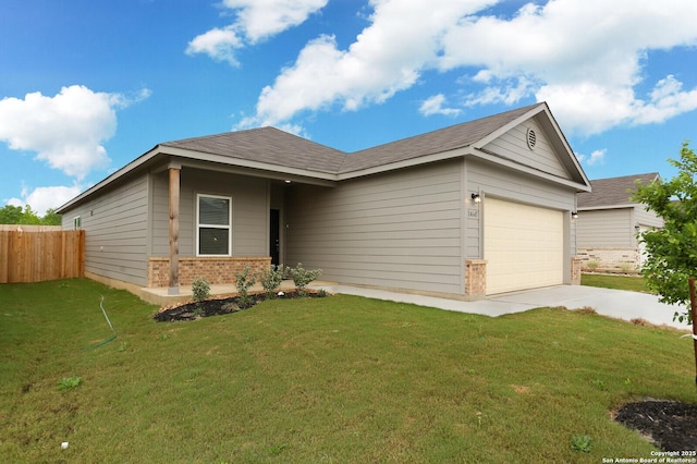 14647 Stirrup Trce, Elmendorf, TX 78112 - single story home with brick siding, an attached garage, and concrete driveway
