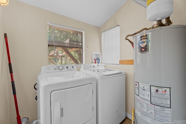 1726 Center, San Antonio, TX 78202 - washroom with water heater and separate washer and dryer