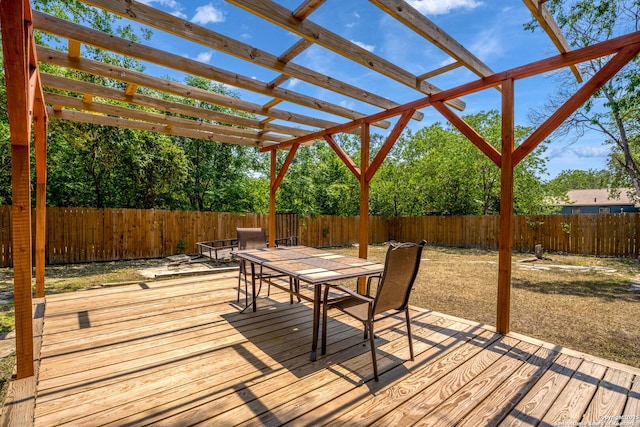 1726 Center, San Antonio, TX 78202 - deck featuring outdoor dining space, a fenced backyard, and a pergola
