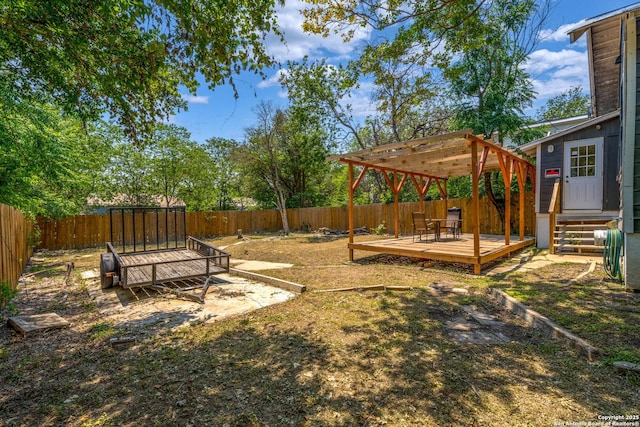 1726 Center, San Antonio, TX 78202 - fenced backyard with a wooden deck