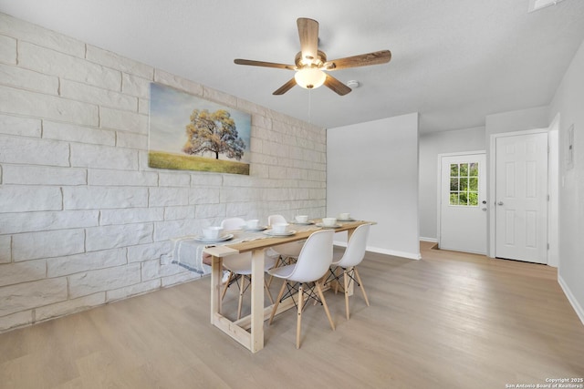 97 Denton, San Antonio, TX 78213 - dining area with wood finished floors, ceiling fan, and baseboards
