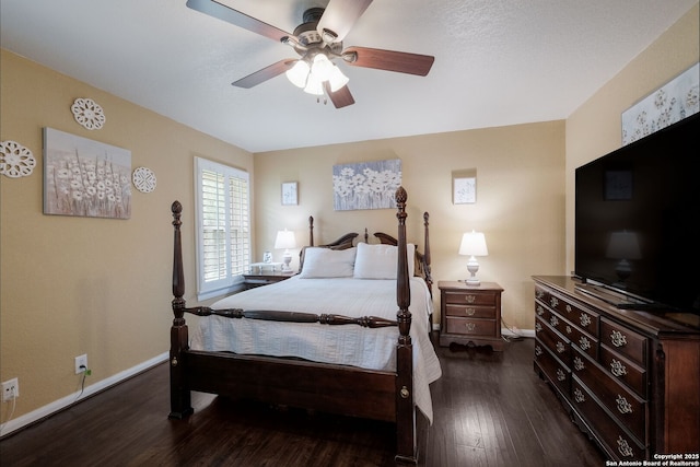 8022 Maddie Ln, San Antonio, TX 78255 - bedroom featuring wood finished floors, baseboards, and a ceiling fan
