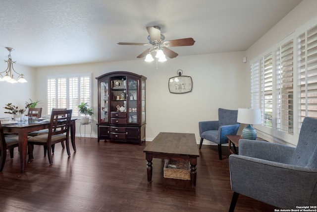 8022 Maddie Ln, San Antonio, TX 78255 - dining area with ceiling fan, wood finished floors, a chandelier, and baseboards