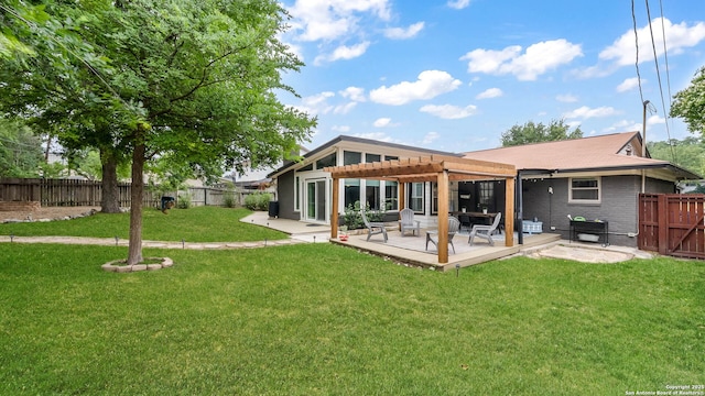 511 Serenade, San Antonio, TX 78216 - back of house with a pergola, brick siding, and a patio