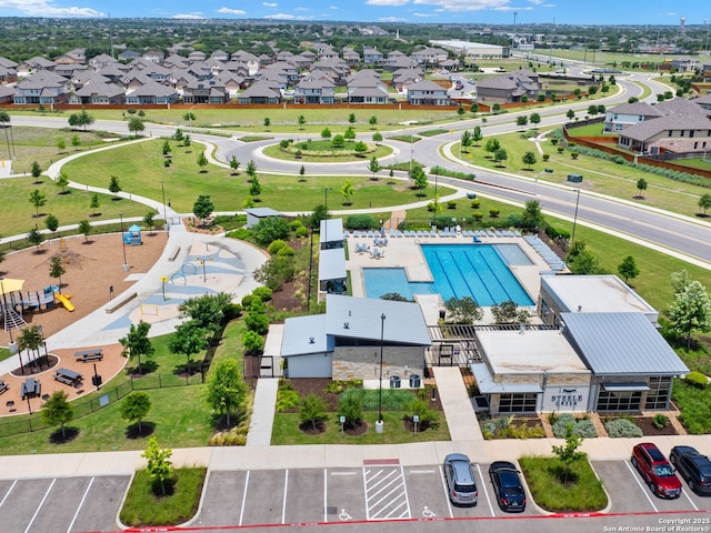 126 Stout Cv, Cibolo, TX 78108 - aerial perspective of suburban area featuring a pool