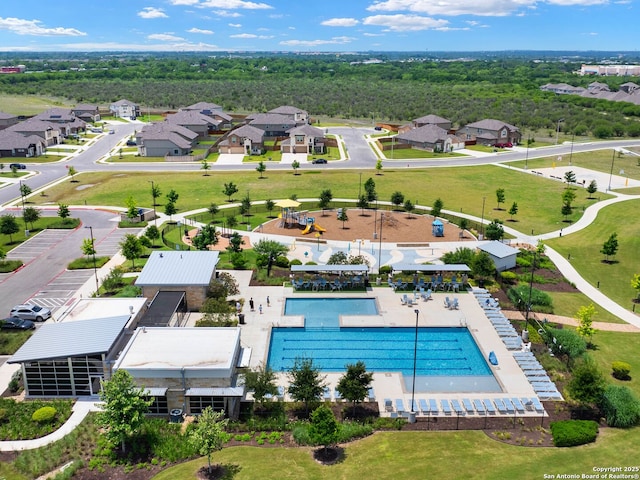 126 Stout Cv, Cibolo, TX 78108 - aerial view of residential area featuring a pool