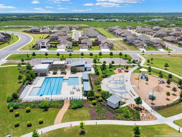 126 Stout Cv, Cibolo, TX 78108 - aerial perspective of suburban area with a pool