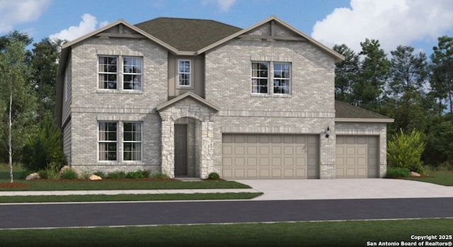 231 Moose Trl, Cibolo, TX 78108 - view of front of home with brick siding, driveway, and an attached garage