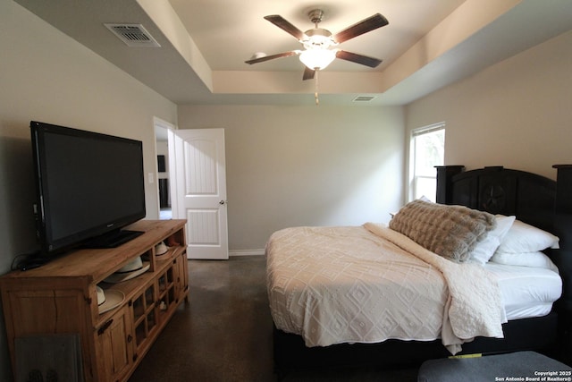 1349 Covered Wagon, Spring Branch, TX 78070 - bedroom featuring a raised ceiling, baseboards, and a ceiling fan
