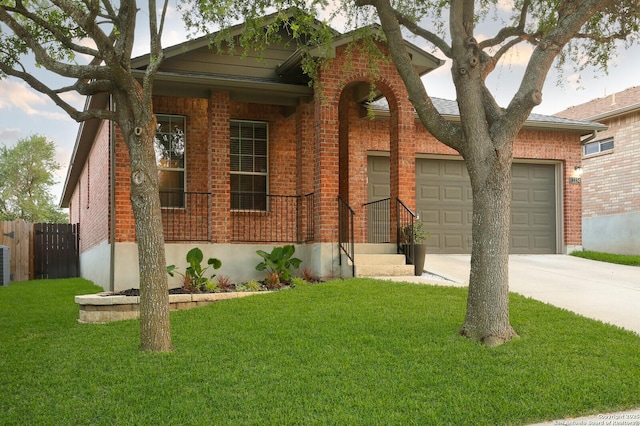 12234 Redbud Leaf, San Antonio, TX 78253 - view of front facade with driveway, brick siding, a garage, and central AC unit