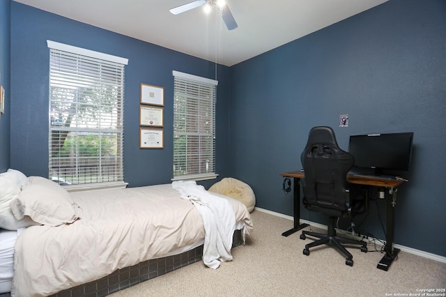 12234 Redbud Leaf, San Antonio, TX 78253 - bedroom featuring carpet, baseboards, a ceiling fan, and a desk