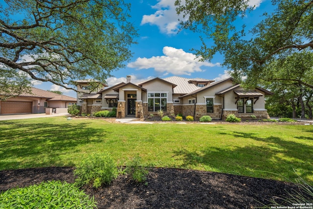 1078 Star Rdg, Spring Branch, TX 78070 - view of front of property featuring stone siding, stucco siding, a front lawn, and a garage
