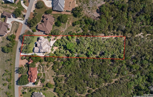 1078 Star Rdg, Spring Branch, TX 78070 - aerial perspective of suburban area featuring property boundaries highlighted