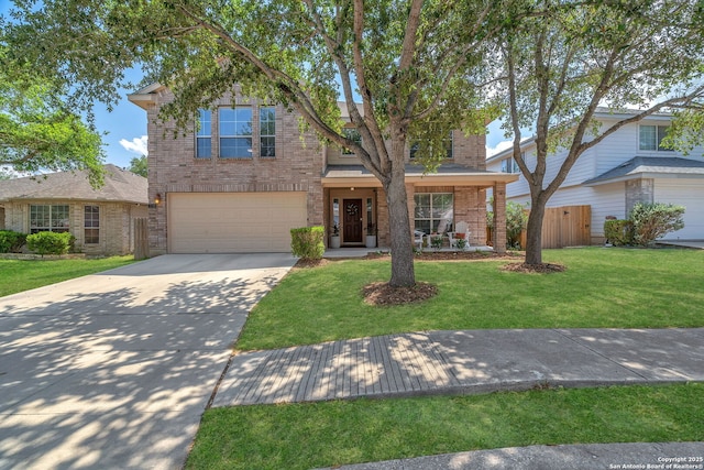 7715 Beechnut Oak, San Antonio, TX 78223 - traditional home featuring brick siding, an attached garage, and concrete driveway