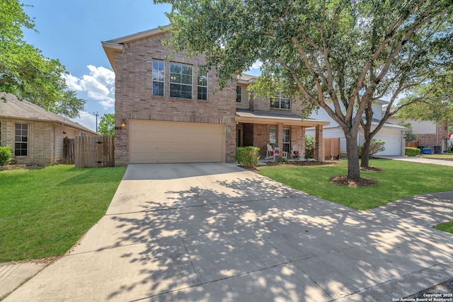 7715 Beechnut Oak, San Antonio, TX 78223 - traditional home featuring brick siding, driveway, an attached garage, and a porch