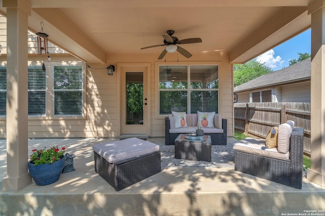7715 Beechnut Oak, San Antonio, TX 78223 - view of patio / terrace with a ceiling fan and outdoor lounge area