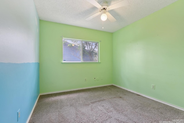 15527 Legend Spgs, San Antonio, TX 78247 - carpeted spare room featuring a textured ceiling, a ceiling fan, and baseboards
