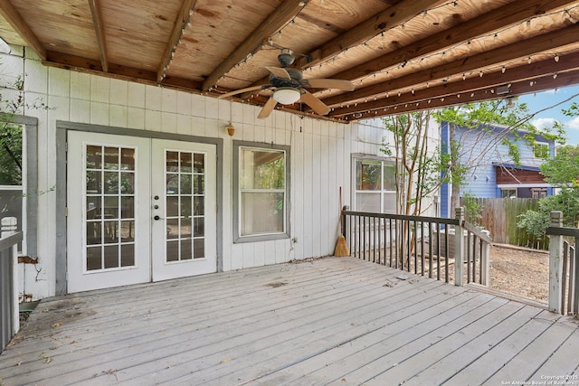 15527 Legend Spgs, San Antonio, TX 78247 - deck featuring french doors and ceiling fan
