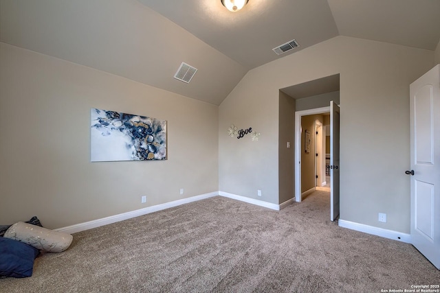 3811 Mira Mesa, San Antonio, TX 78259 - unfurnished bedroom with carpet flooring, vaulted ceiling, and baseboards