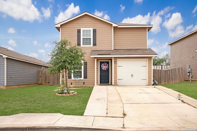 6631 Rosenthal Pass, San Antonio, TX 78252 - traditional home with concrete driveway, roof with shingles, and a garage