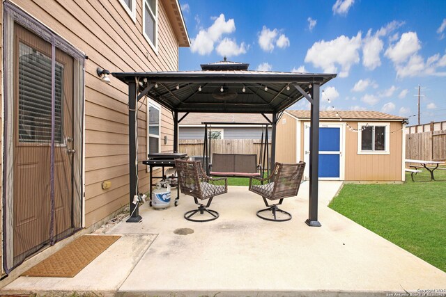 6631 Rosenthal Pass, San Antonio, TX 78252 - view of patio with a gazebo and an outbuilding