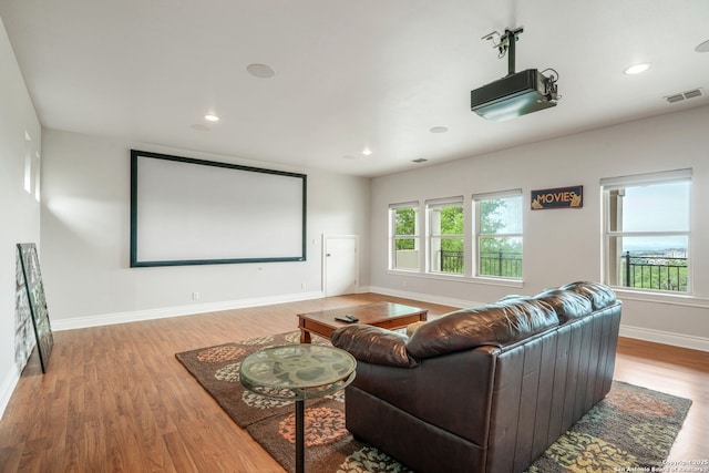 19223 Terra Rock, San Antonio, TX 78255 - home theater room with wood finished floors, baseboards, and recessed lighting