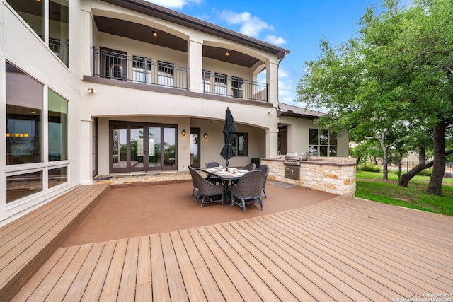 19223 Terra Rock, San Antonio, TX 78255 - wooden terrace featuring outdoor dining area, french doors, and a patio