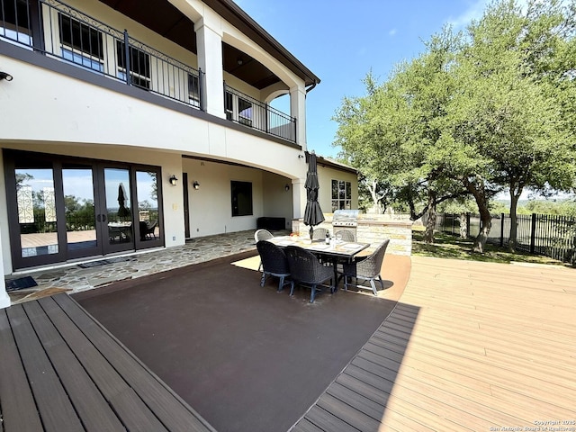 19223 Terra Rock, San Antonio, TX 78255 - deck featuring french doors, outdoor dining space, grilling area, and a patio area