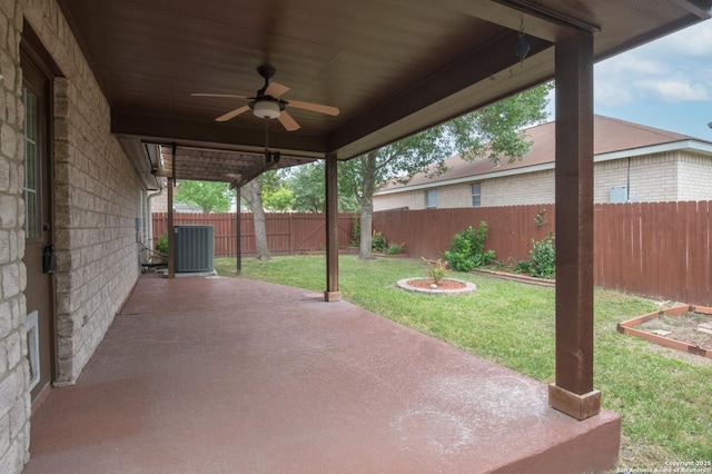 8215 Grissom Gate, San Antonio, TX 78251 - view of patio featuring ceiling fan and cooling unit