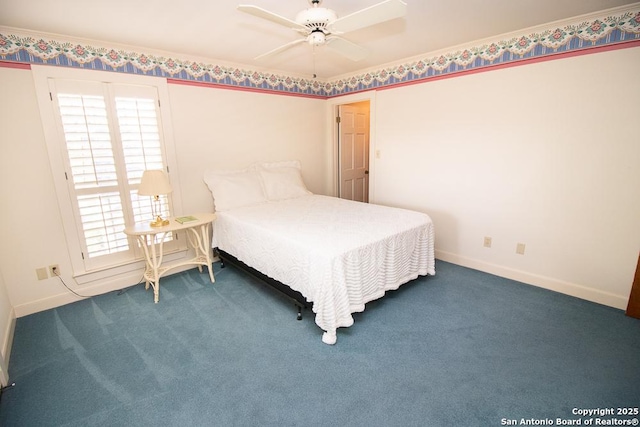 8333 Triple Crown, Boerne, TX 78015 - bedroom with carpet floors, baseboards, and ceiling fan