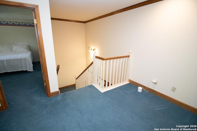 8333 Triple Crown, Boerne, TX 78015 - stairway featuring carpet, crown molding, and baseboards