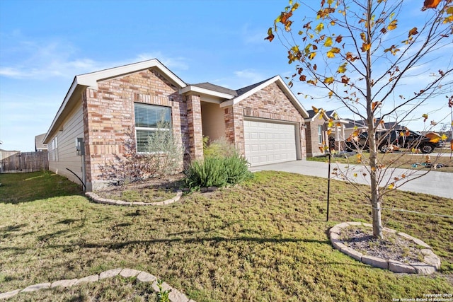 9063 Rancher, Seguin, TX 78155 - view of front of house with brick siding, concrete driveway, and a garage