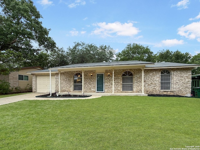 4015 Ramsgate, San Antonio, TX 78230 - single story home featuring stone siding, concrete driveway, and a front lawn