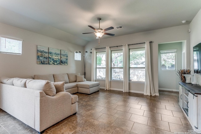 10250 Bricewood Pl, San Antonio, TX 78254 - living area featuring ceiling fan, healthy amount of natural light, and baseboards
