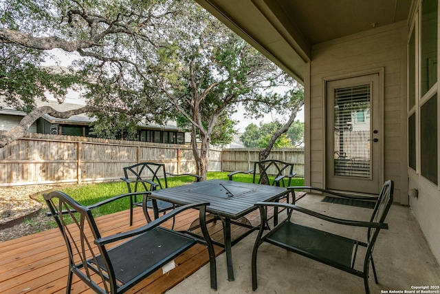 10250 Bricewood Pl, San Antonio, TX 78254 - fenced backyard featuring outdoor dining space and a deck