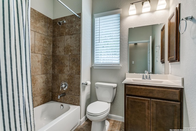 10250 Bricewood Pl, San Antonio, TX 78254 - full bath featuring shower / tub combo with curtain, toilet, and vanity