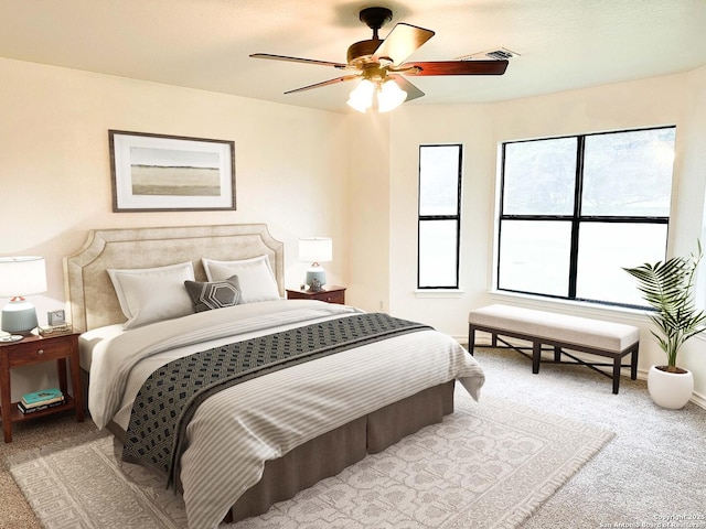 185 Quail Valley Dr, Bandera, TX 78003 - bedroom featuring carpet and ceiling fan