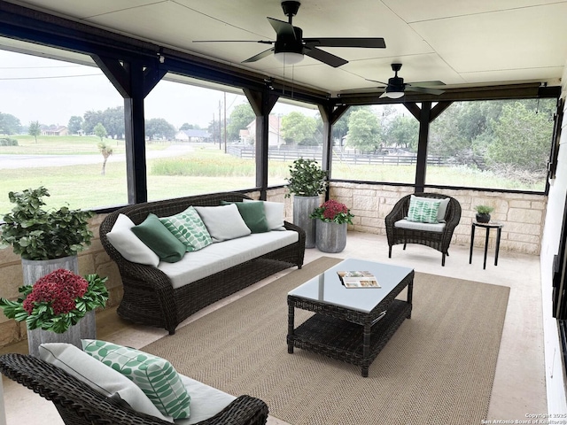 185 Quail Valley Dr, Bandera, TX 78003 - view of patio / terrace featuring an outdoor living space and ceiling fan