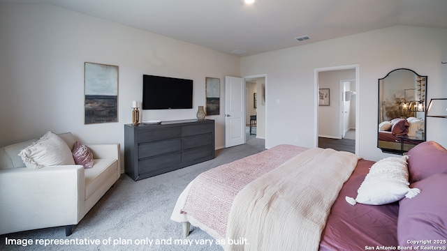 711 Garnier Pass, San Antonio, TX 78221 - bedroom with carpet floors and lofted ceiling