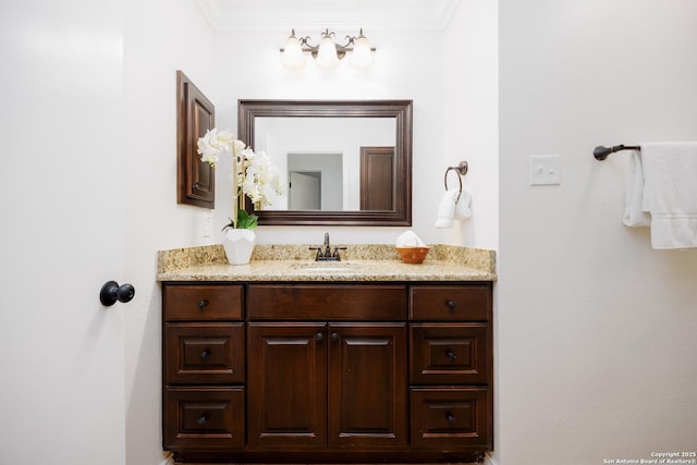 14613 Hook Dr, San Antonio, TX 78231 - bathroom featuring vanity and crown molding