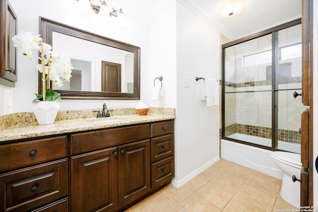 14613 Hook Dr, San Antonio, TX 78231 - full bath featuring vanity, toilet, baseboards, bath / shower combo with glass door, and tile patterned flooring